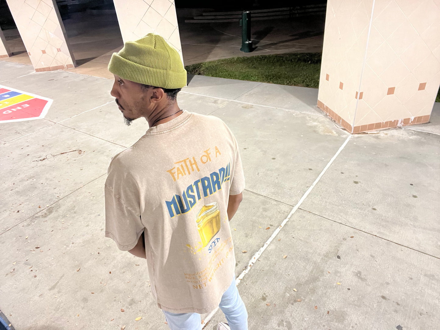 Faith Of A Mustard!!! Seed Heavyweight Oversize Acid Wash Tee