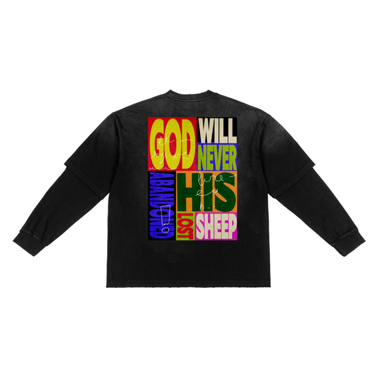 Come Back To The Father Mr. West Sunfade Hand-Frayed Faux Two-Piece T-Shirt