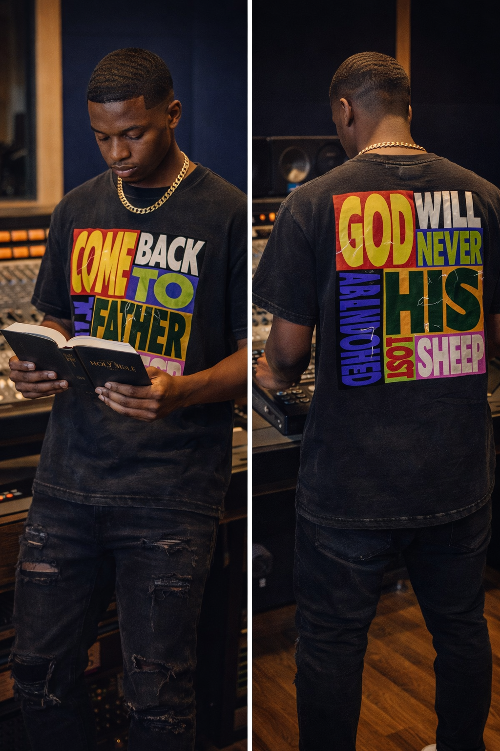 Come Back To The Father Mr. West Snow Washed Raw-Edge Neckline T-Shirt