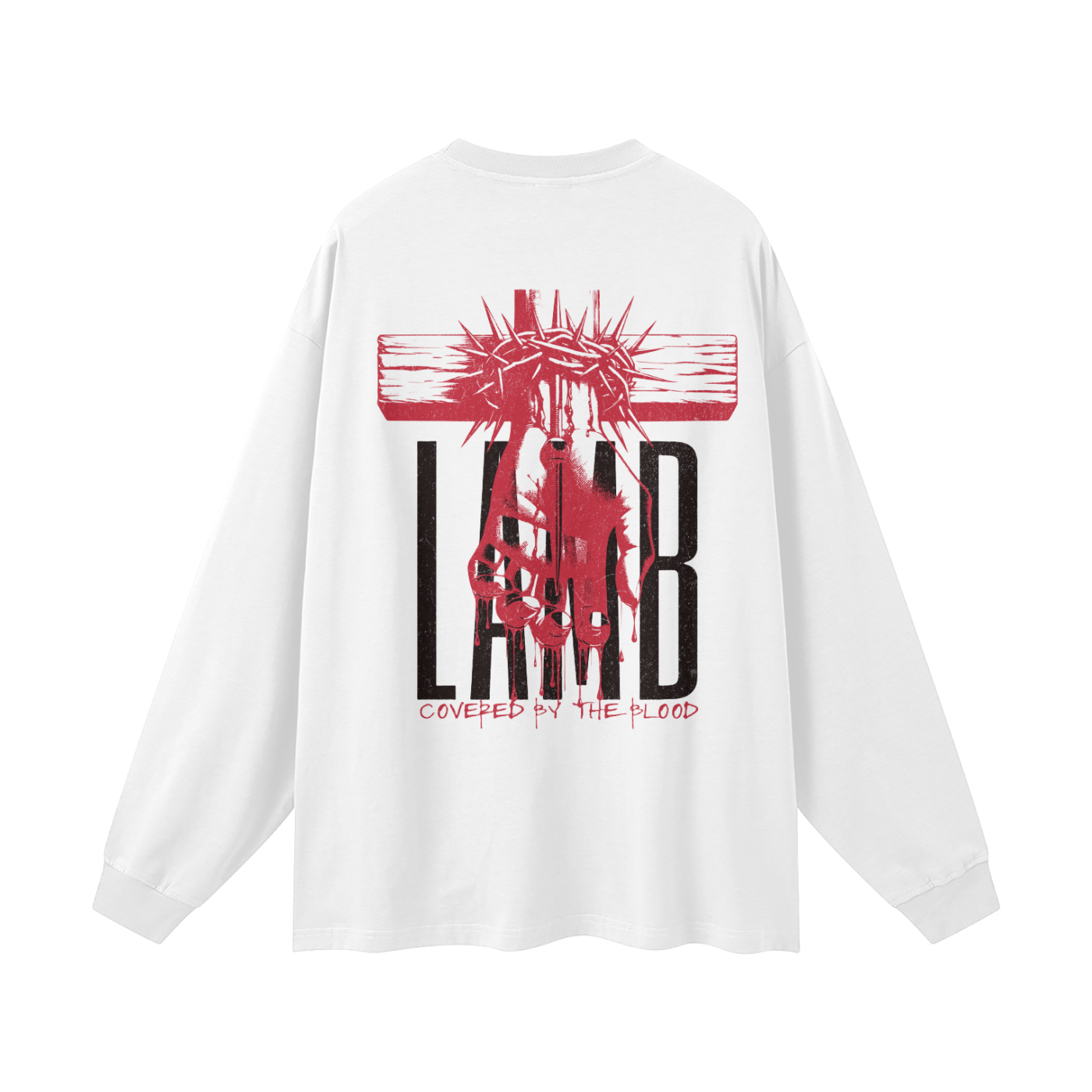 FTS- Blood of The Lamb Streetwear Unisex 305G FOG 100% Cotton Long Sleeve Tee