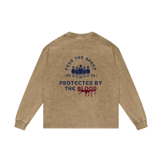 FTS-Anti Wolf Acid Wash Oversize Long Sleeve T-Shirt