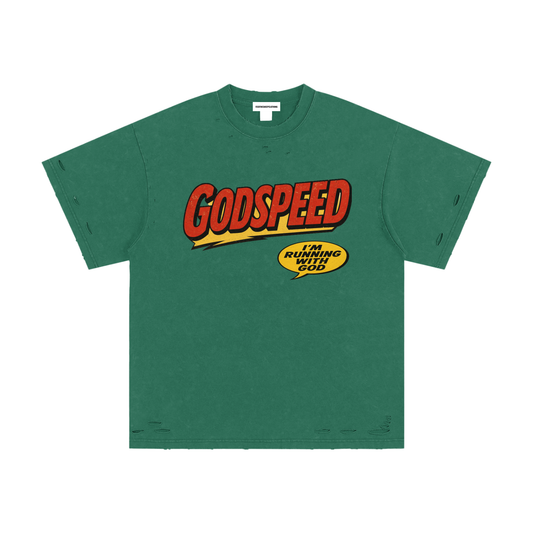 GodSpeed Heavyweight Snow Washed Hand-Frayed T-Shirt