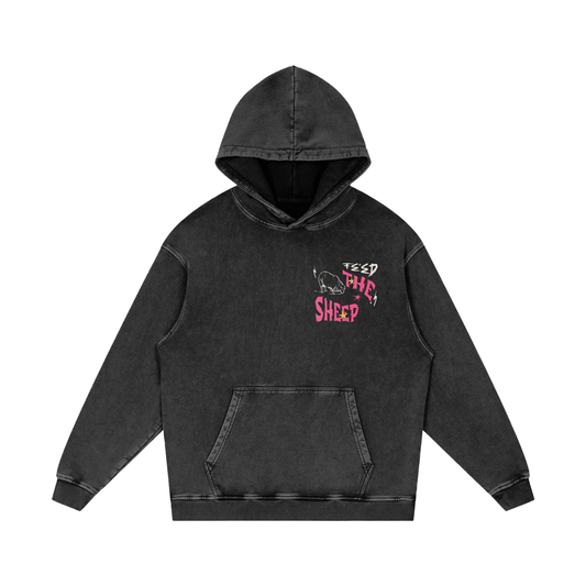 FTS- Fear Dries Kingdom Vision Black Snow Washed Loose Cotton Hoodie