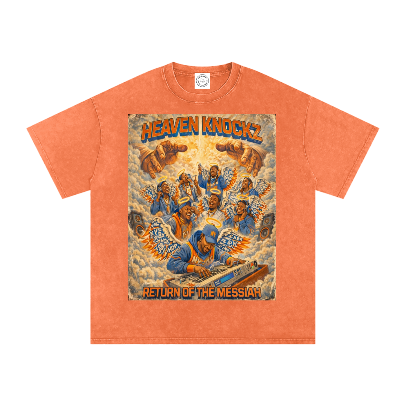 NY Heaven Knockz Return Of The Messiah Snow Washed Oversized Cotton T-Shirt