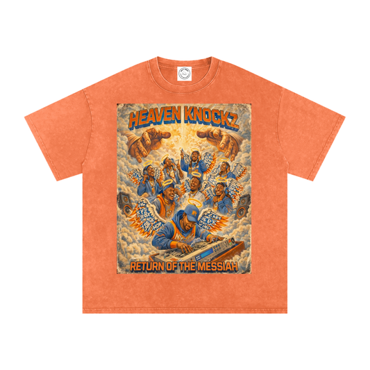 NY Heaven Knockz Return Of The Messiah Snow Washed Oversized Cotton T-Shirt
