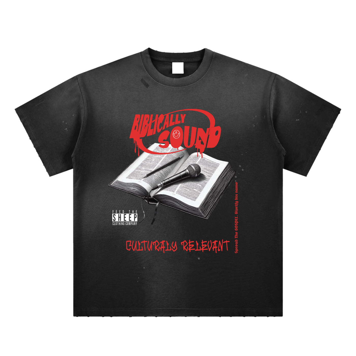 Biblically Sound Hand-Frayed Sunfade Paint Splatter T-Shirt
