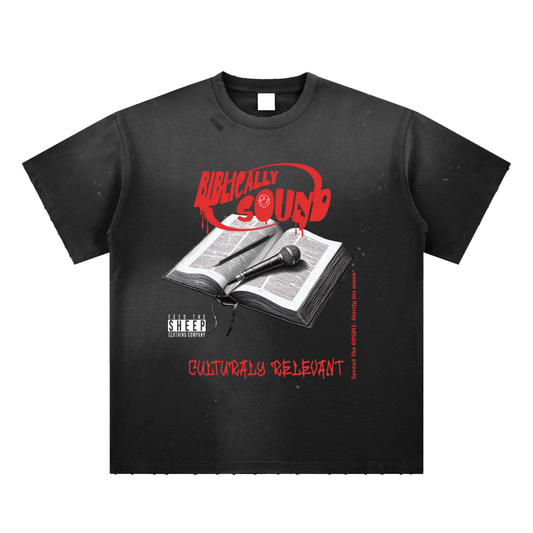 Biblically Sound Hand-Frayed Sunfade Paint Splatter T-Shirt