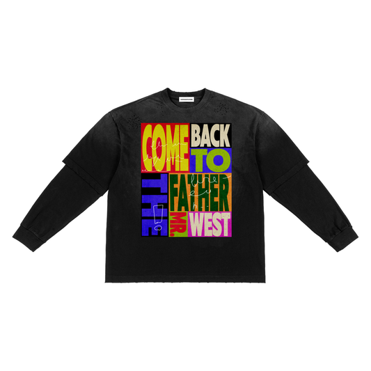 Come Back To The Father Mr. West Sunfade Hand-Frayed Faux Two-Piece T-Shirt