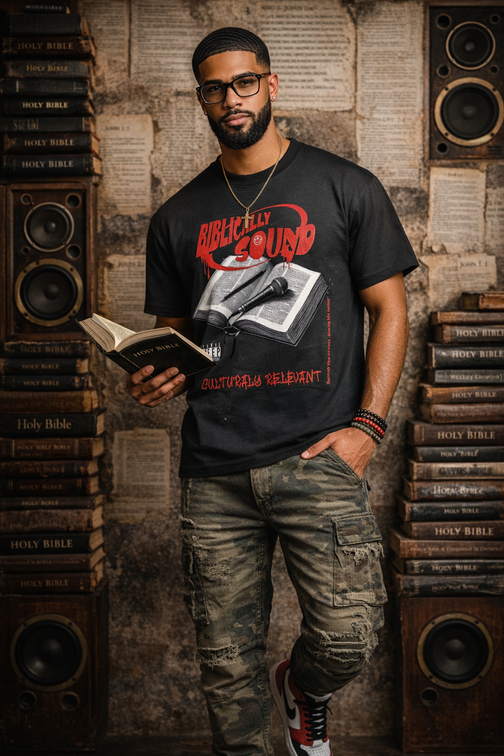Biblically Sound Hand-Frayed Sunfade Paint Splatter T-Shirt
