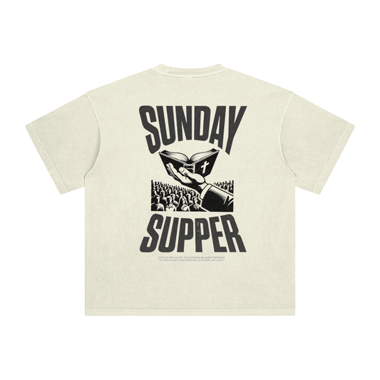 Sunday Supper Graphic  Enzyme Washed T-Shirt