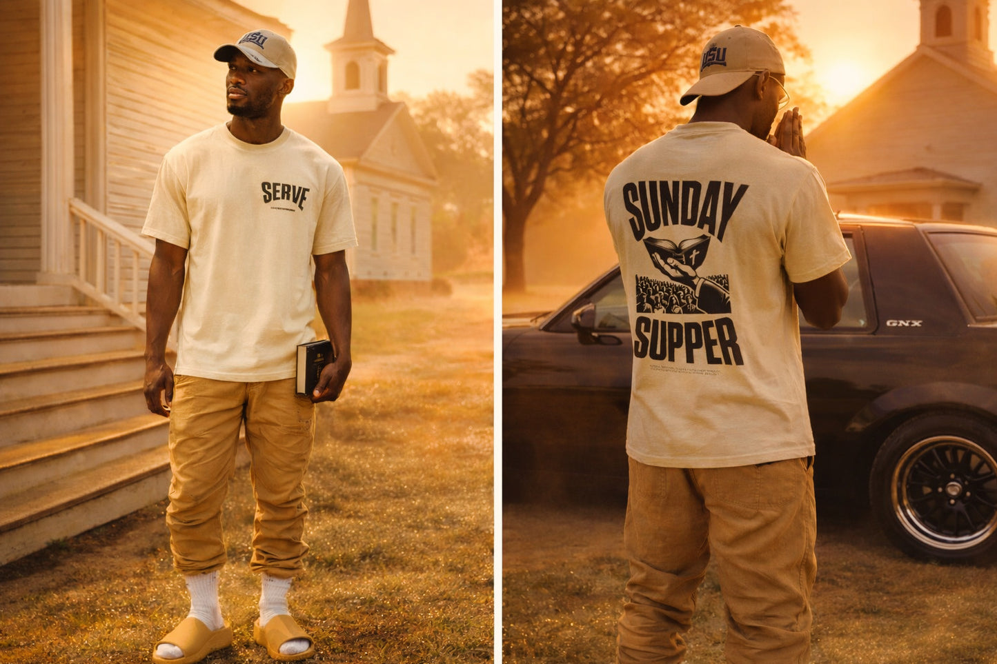 Sunday Supper Graphic  Enzyme Washed T-Shirt