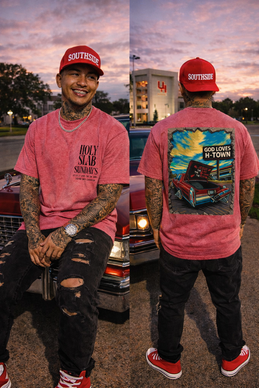 South Side Red Line Heavyweight Snow Washed T-Shirt