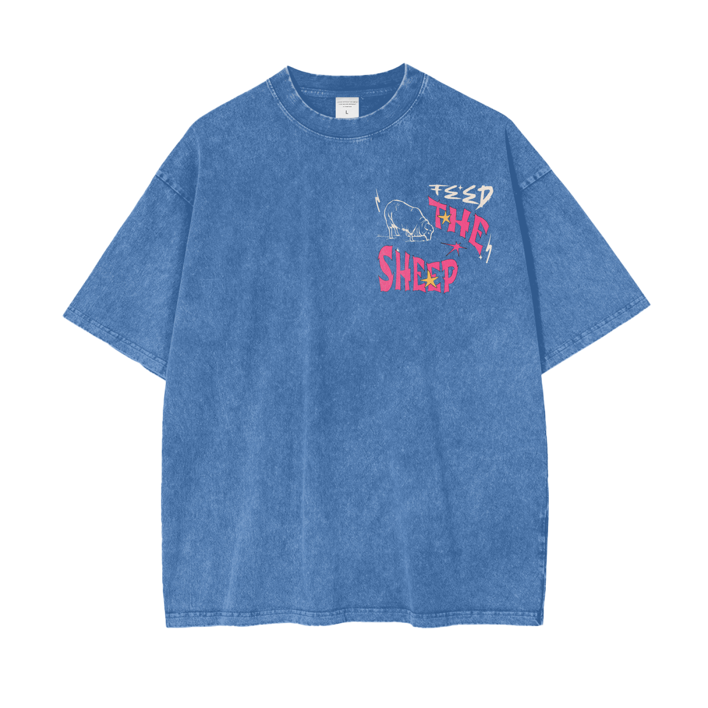 FTS-Fear Dries Kingdom Vision Oversize Blue Snow Washed Graphic T-Shirt