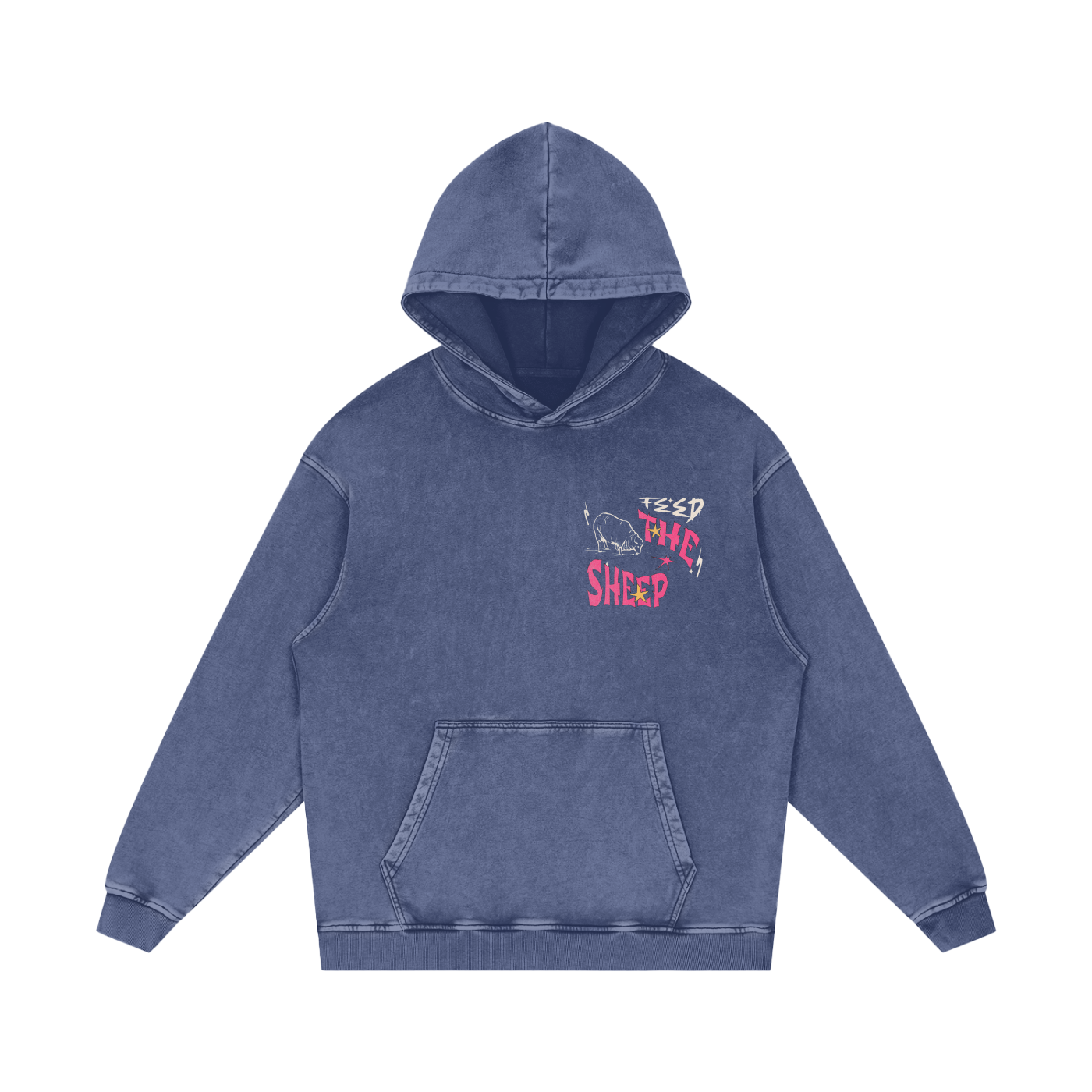 FTS- Fear Dries Kingdom Vision Blue Snow Washed Loose Cotton Hoodie