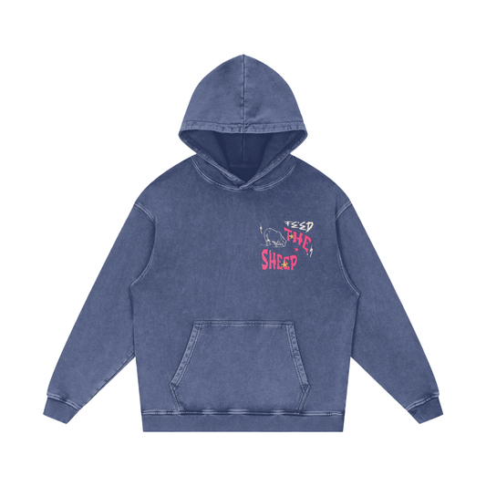 FTS- Fear Dries Kingdom Vision Blue Snow Washed Loose Cotton Hoodie