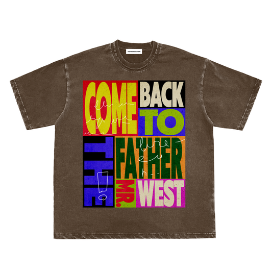 Come Back To The Father  Mr. West Snow Washed Raw-Edge Neckline T-Shirt