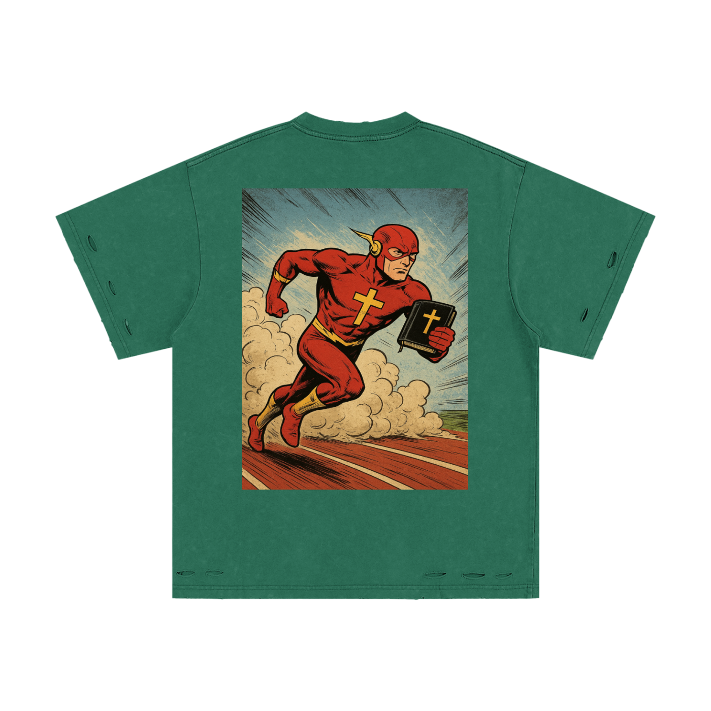 GodSpeed Heavyweight Snow Washed Hand-Frayed T-Shirt