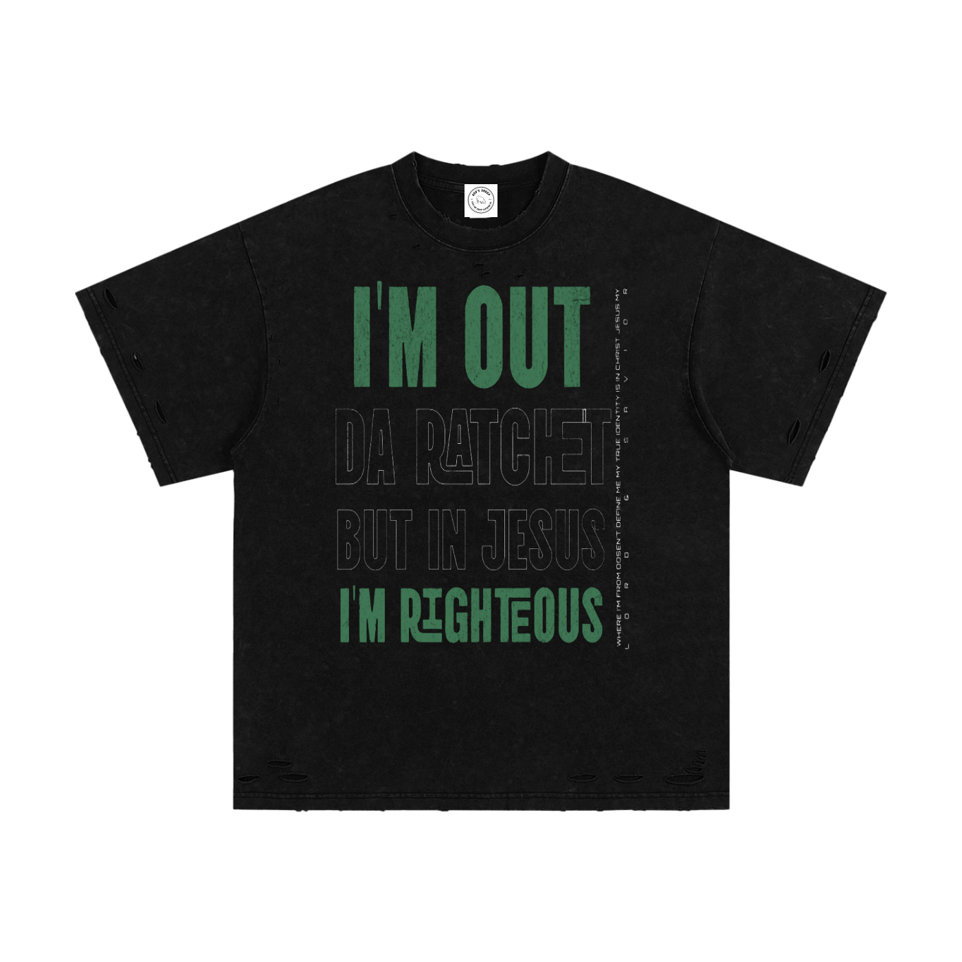 Ratchet To Righteous Limited Edition Heavyweight Snow Washed Hand-Frayed T-Shirt