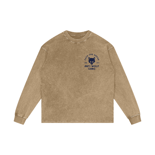 FTS-Anti Wolf Acid Wash Oversize Long Sleeve T-Shirt