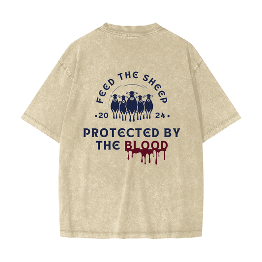 FTS- Anti Wolf Streetwear American Vintage Waxed Dyed Washed  Heavyweight 100% Cotton T-Shirt